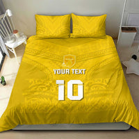 Custom Niue Rugby Bedding Set Hiapo Tribal Motifs Sporty Style - Polynesian Pride