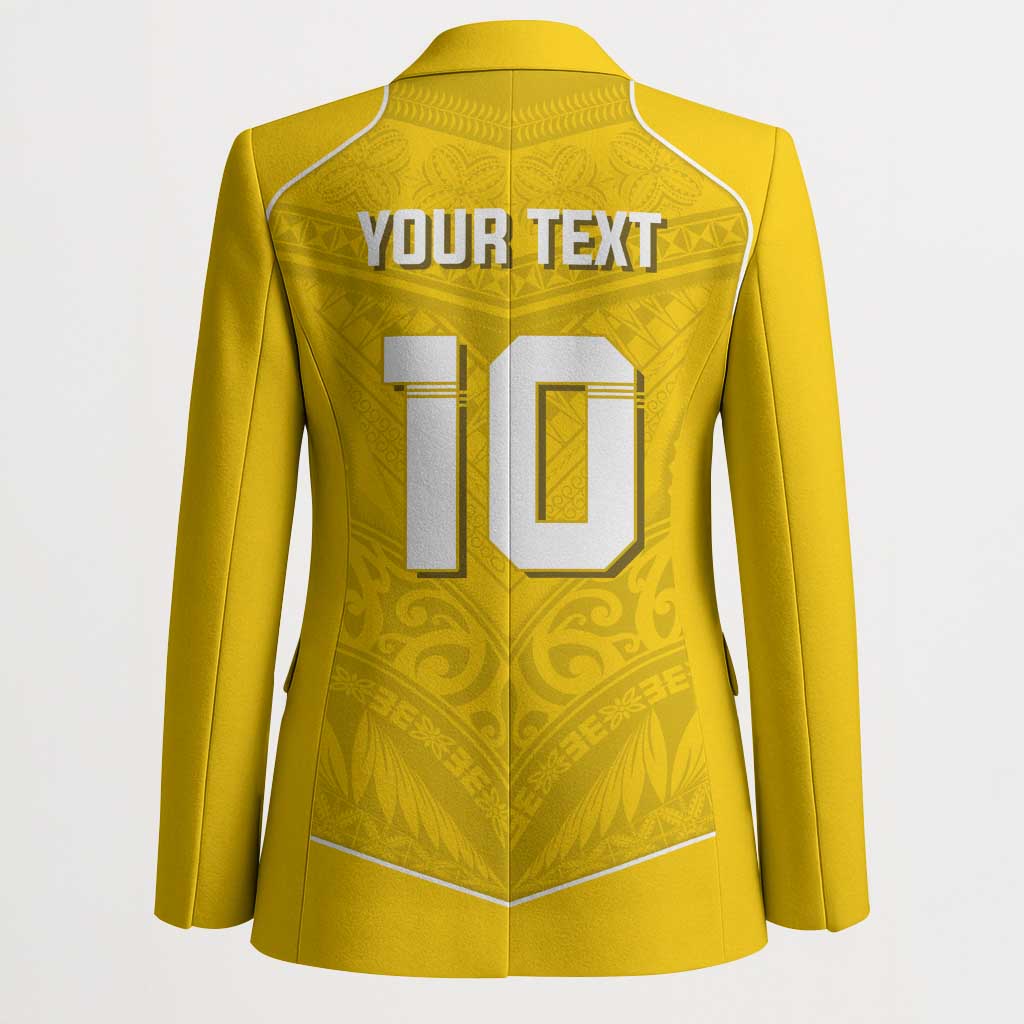 Custom Niue Rugby Blazer Hiapo Tribal Motifs Sporty Style - Polynesian Pride