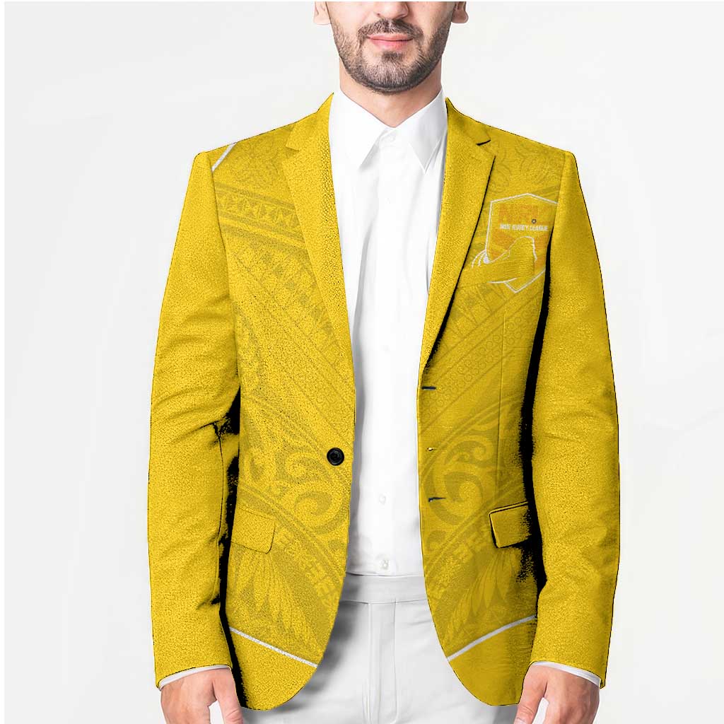 Custom Niue Rugby Blazer Hiapo Tribal Motifs Sporty Style - Polynesian Pride