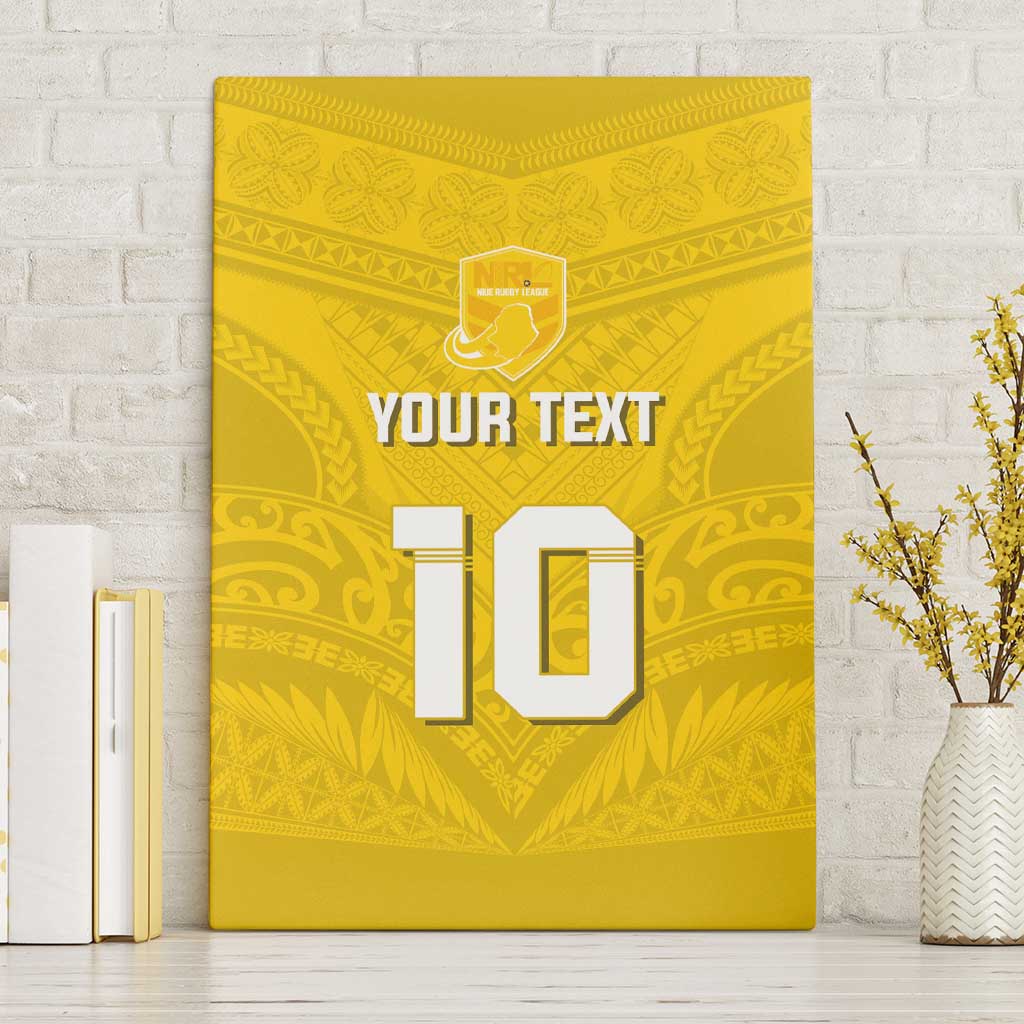 Custom Niue Rugby Canvas Wall Art Hiapo Tribal Motifs Sporty Style LT03 Without Frame Yellow - Polynesian Pride