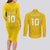 Custom Niue Rugby Couples Matching Long Sleeve Bodycon Dress and Long Sleeve Button Shirt Hiapo Tribal Motifs Sporty Style - Polynesian Pride