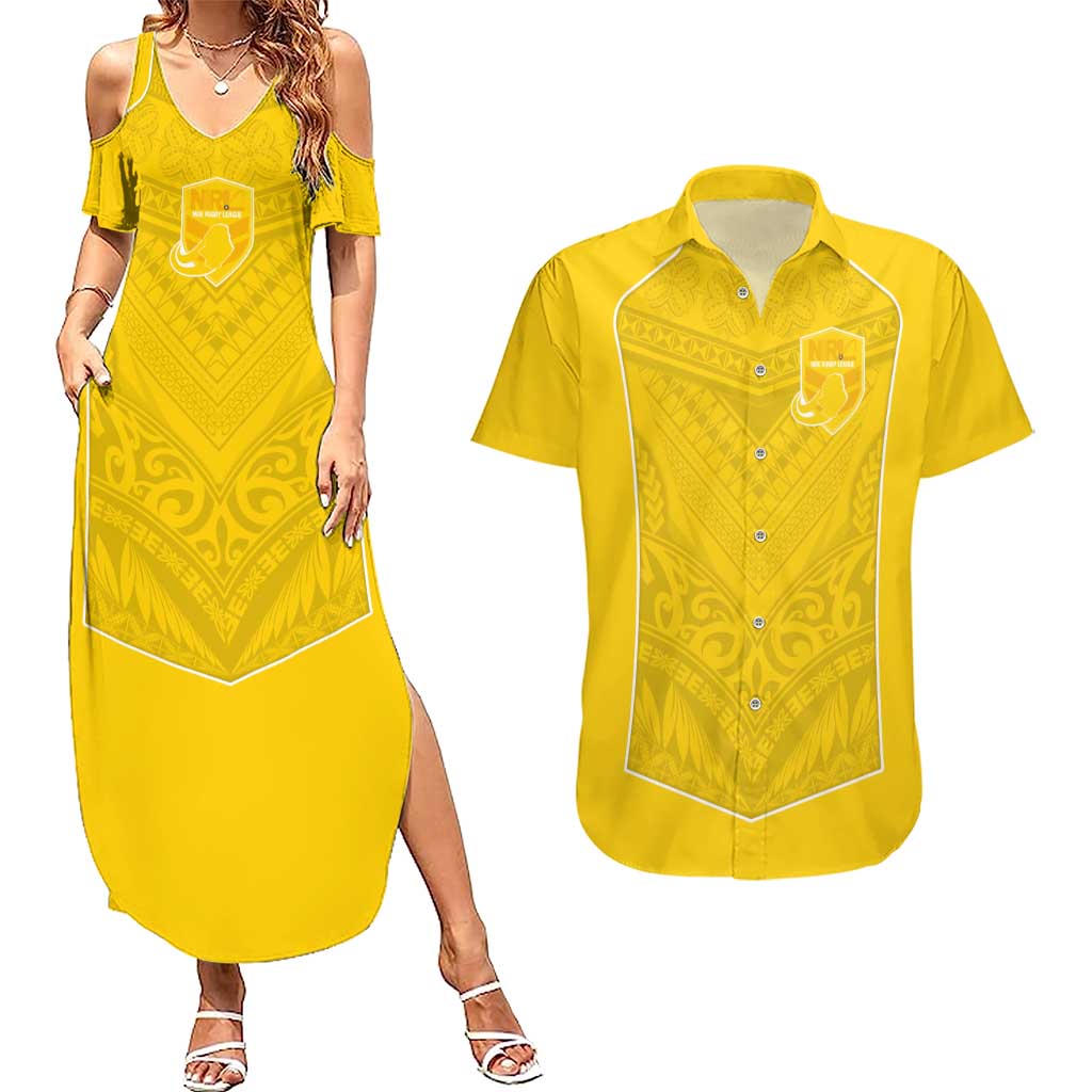 Custom Niue Rugby Couples Matching Summer Maxi Dress and Hawaiian Shirt Hiapo Tribal Motifs Sporty Style - Polynesian Pride