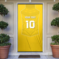 Custom Niue Rugby Door Cover Hiapo Tribal Motifs Sporty Style - Polynesian Pride