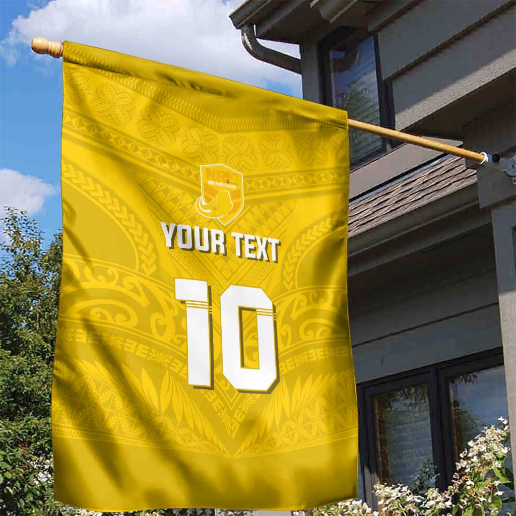 Custom Niue Rugby Garden Flag Hiapo Tribal Motifs Sporty Style - Polynesian Pride