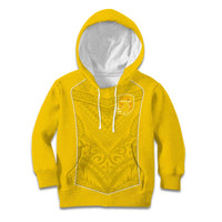 Custom Niue Rugby Kid Hoodie Hiapo Tribal Motifs Sporty Style - Polynesian Pride