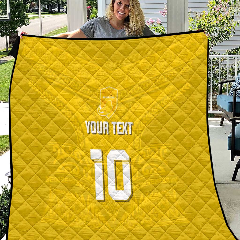 Custom Niue Rugby Quilt Hiapo Tribal Motifs Sporty Style LT03 Yellow - Polynesian Pride