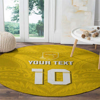 Custom Niue Rugby Round Carpet Hiapo Tribal Motifs Sporty Style - Polynesian Pride