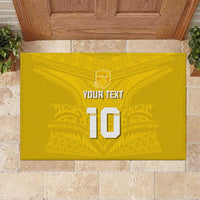 Custom Niue Rugby Rubber Doormat Hiapo Tribal Motifs Sporty Style LT03 Yellow - Polynesian Pride