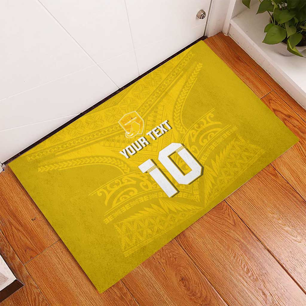 Custom Niue Rugby Rubber Doormat Hiapo Tribal Motifs Sporty Style LT03 - Polynesian Pride