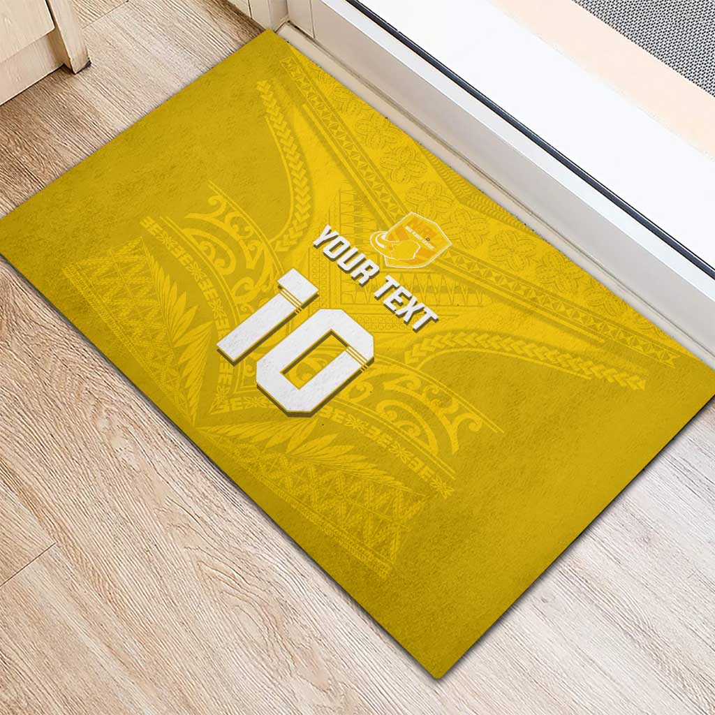 Custom Niue Rugby Rubber Doormat Hiapo Tribal Motifs Sporty Style LT03 - Polynesian Pride