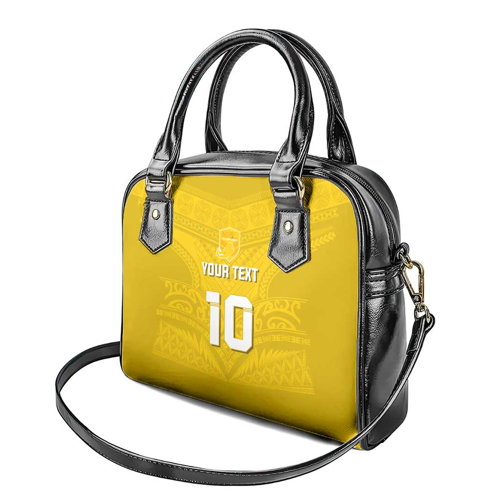 Custom Niue Rugby Shoulder Handbag Hiapo Tribal Motifs Sporty Style - Polynesian Pride