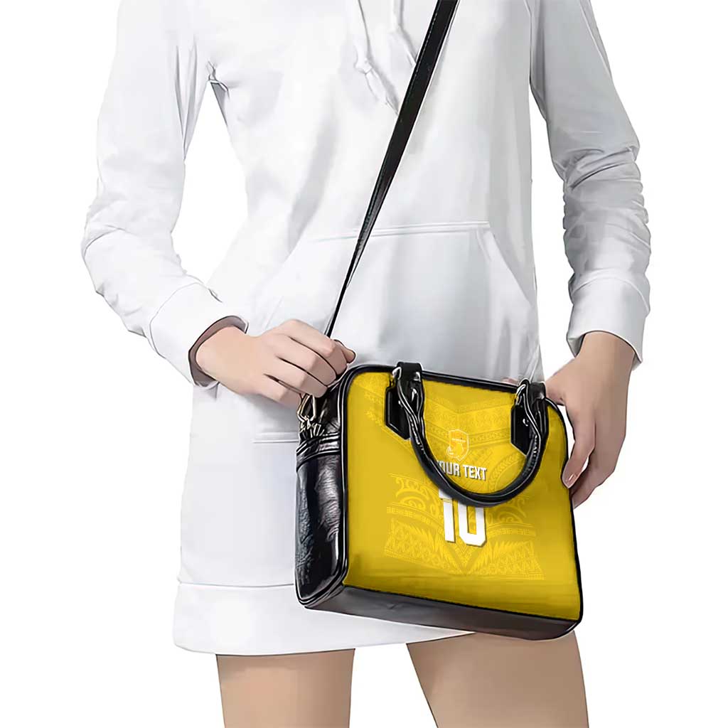 Custom Niue Rugby Shoulder Handbag Hiapo Tribal Motifs Sporty Style - Polynesian Pride