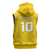 Custom Niue Rugby Sleeveless Hoodie Hiapo Tribal Motifs Sporty Style - Polynesian Pride