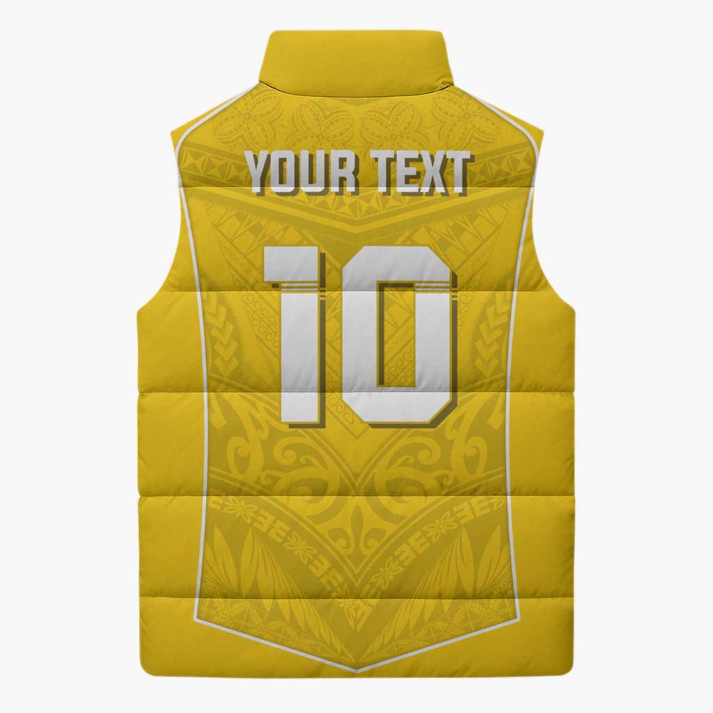 Custom Niue Rugby Sleeveless Puffer Jacket Hiapo Tribal Motifs Sporty Style LT03 - Polynesian Pride