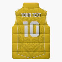 Custom Niue Rugby Sleeveless Puffer Jacket Hiapo Tribal Motifs Sporty Style LT03 - Polynesian Pride