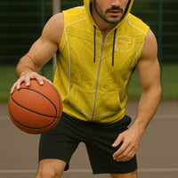 Custom Niue Rugby Sleeveless Zip Hoodie Hiapo Tribal Motifs Sporty Style - Polynesian Pride