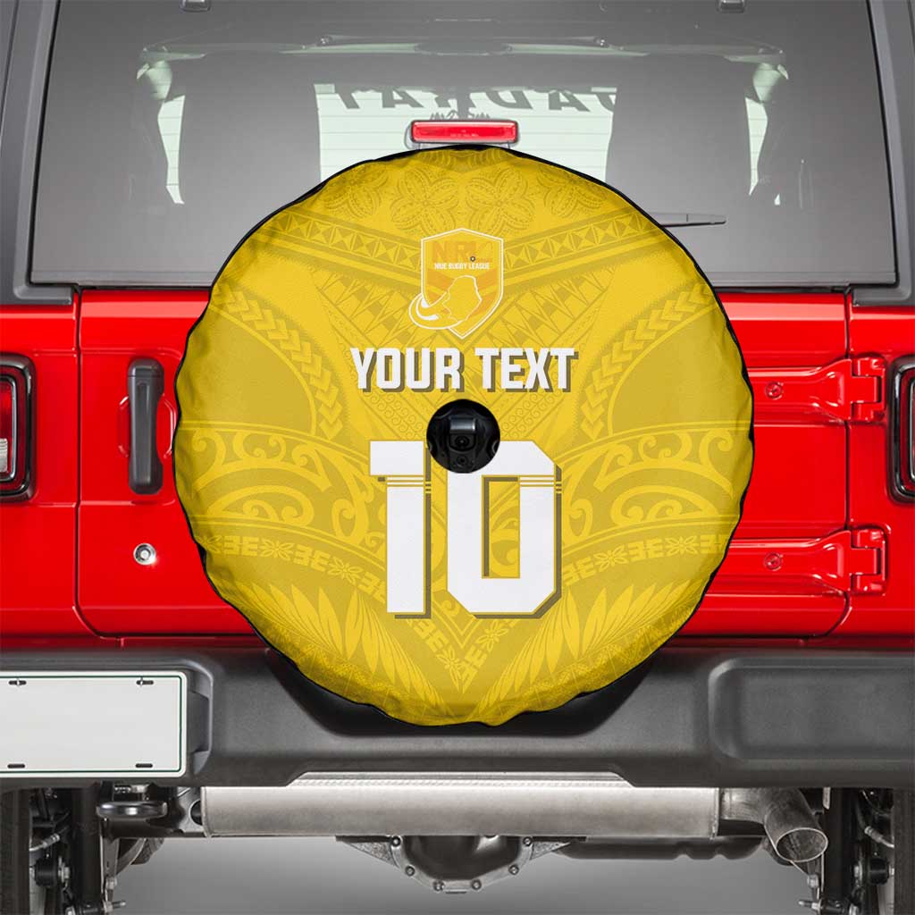 Custom Niue Rugby Spare Tire Cover Hiapo Tribal Motifs Sporty Style - Polynesian Pride