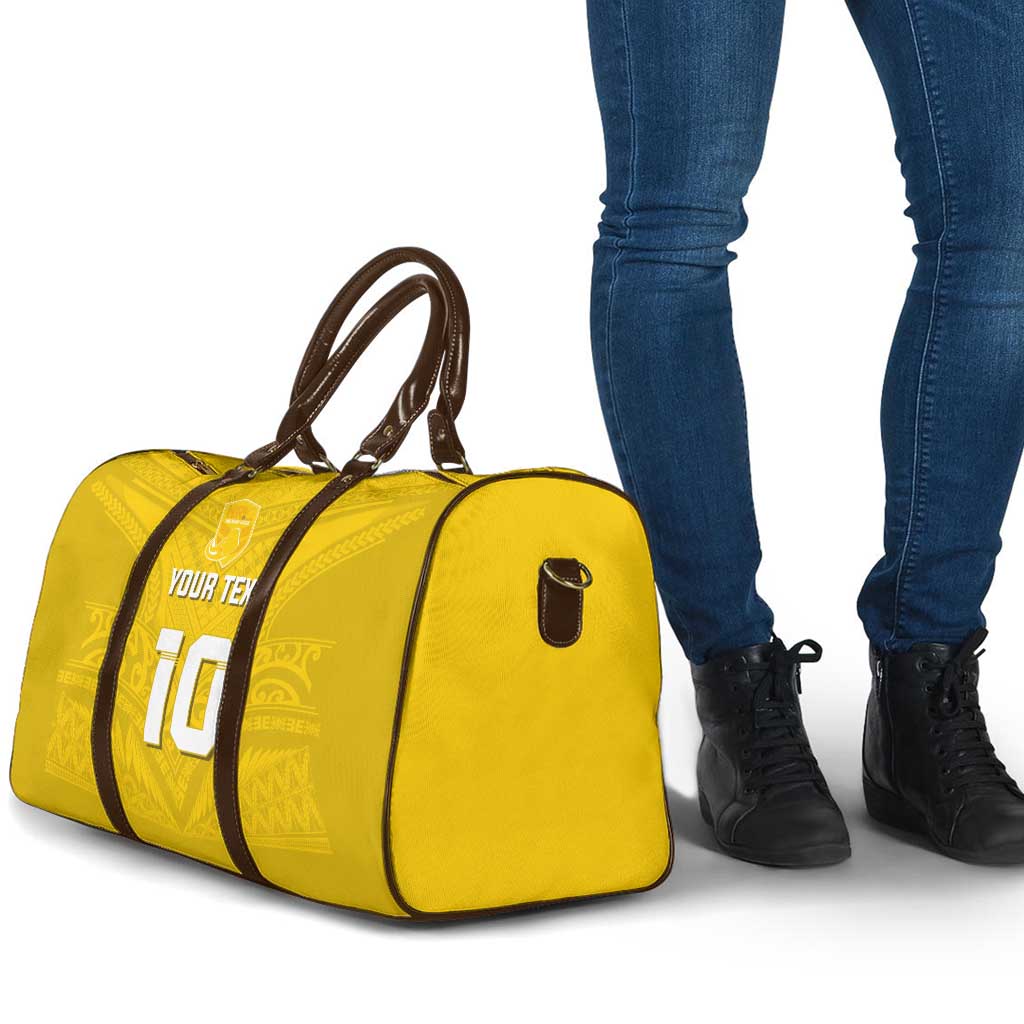 Custom Niue Rugby Travel Bag Hiapo Tribal Motifs Sporty Style - Polynesian Pride