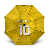 Custom Niue Rugby Umbrella Hiapo Tribal Motifs Sporty Style LT03 One Size Folded 11.42 inch Opened Diameter 37.4 inch Yellow - Polynesian Pride