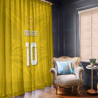 Custom Niue Rugby Window Curtain Hiapo Tribal Motifs Sporty Style - Polynesian Pride