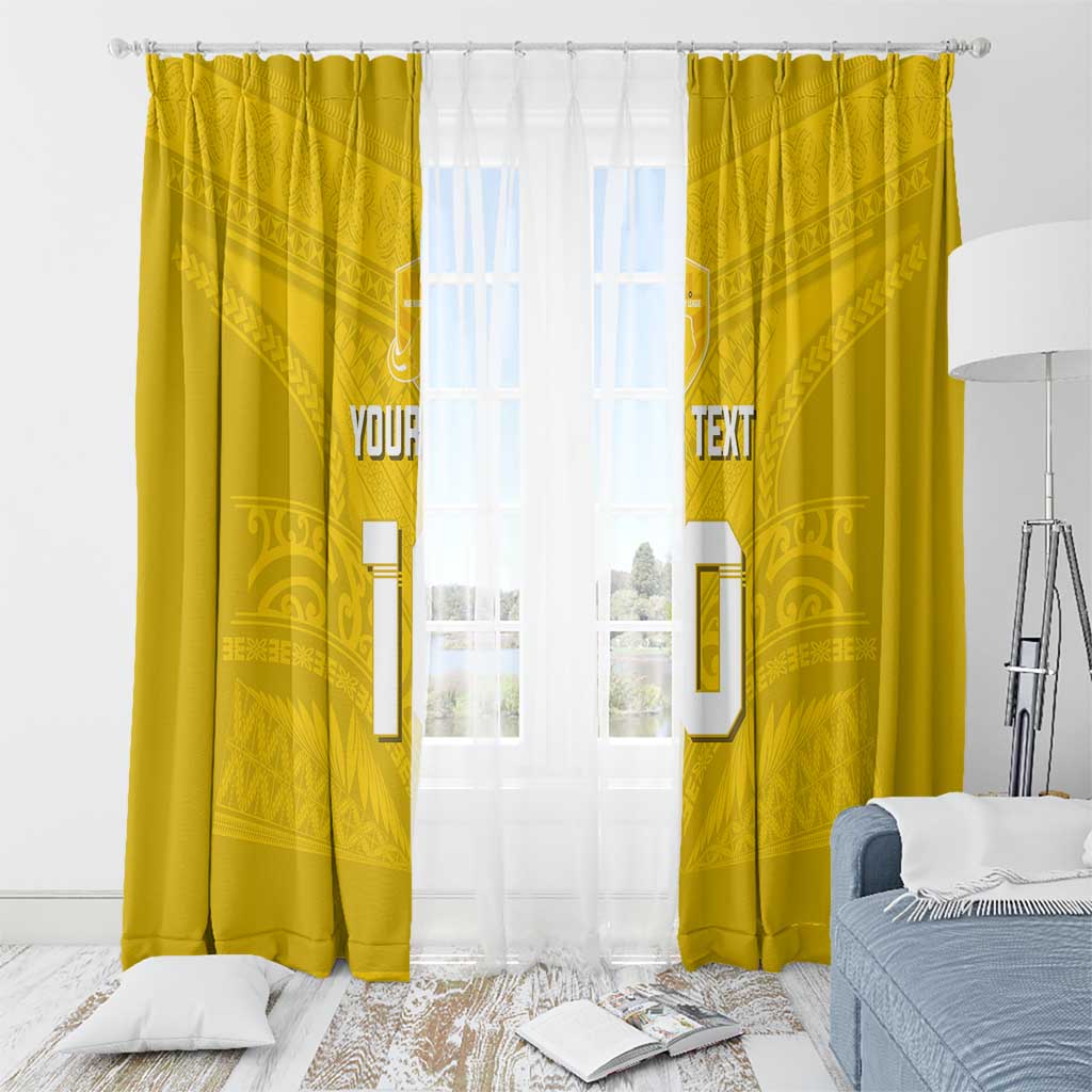 Custom Niue Rugby Window Curtain Hiapo Tribal Motifs Sporty Style - Polynesian Pride