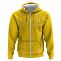 Custom Niue Rugby Zip Hoodie Hiapo Tribal Motifs Sporty Style - Polynesian Pride