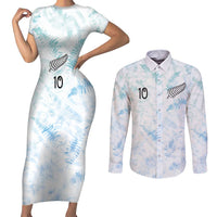 Custom New Zealand Football Couples Matching Short Sleeve Bodycon Dress and Long Sleeve Button Shirt The Whites-Aotearoa Inspired - Polynesian Pride
