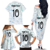 Custom New Zealand Football Family Matching Off The Shoulder Long Sleeve Dress and Hawaiian Shirt The Whites-Aotearoa Inspired - Polynesian Pride