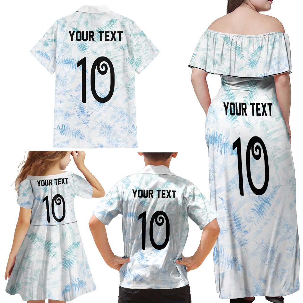 Custom New Zealand Football Family Matching Off Shoulder Maxi Dress and Hawaiian Shirt The Whites-Aotearoa Inspired - Polynesian Pride