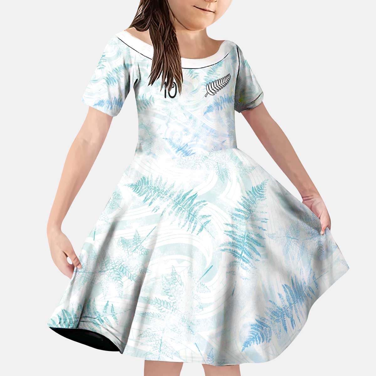 Custom New Zealand Football Kid Short Sleeve Dress The Whites-Aotearoa Inspired - Polynesian Pride