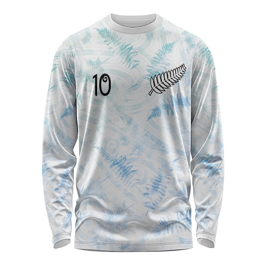 Custom New Zealand Football Long Sleeve Shirt The Whites-Aotearoa Inspired - Polynesian Pride