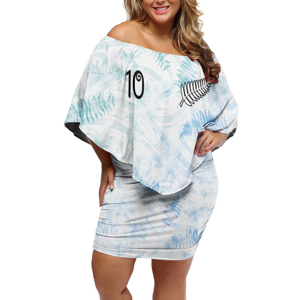 Custom New Zealand Football Off Shoulder Short Dress The Whites-Aotearoa Inspired - Polynesian Pride
