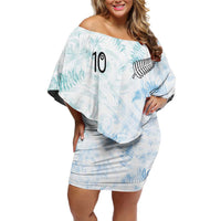 Custom New Zealand Football Off Shoulder Short Dress The Whites-Aotearoa Inspired - Polynesian Pride