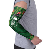 Custom Hawaii Volleyball Arm Sleeves Kakau Abstract and Tropical Plants Green Color - Polynesian Pride