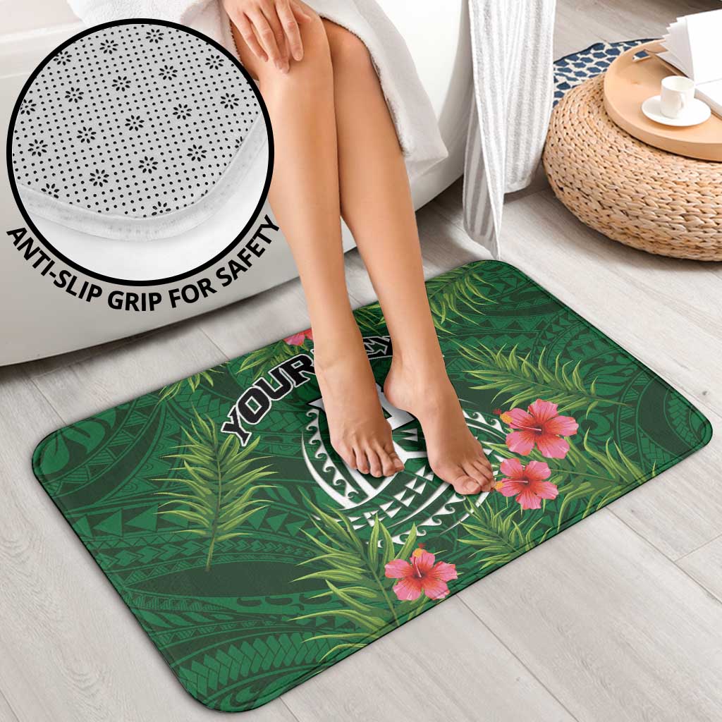 Custom Hawaii Volleyball Bathroom Set Kakau Abstract and Tropical Plants Green Color - Polynesian Pride