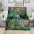 Custom Hawaii Volleyball Blanket Kakau Abstract and Tropical Plants Green Color - Polynesian Pride