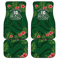 Custom Hawaii Volleyball Car Mats Kakau Abstract and Tropical Plants Green Color LT03 - Polynesian Pride