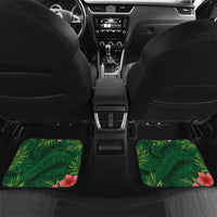 Custom Hawaii Volleyball Car Mats Kakau Abstract and Tropical Plants Green Color LT03 Set 2pcs - Back Green - Polynesian Pride
