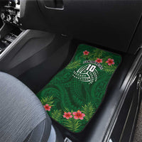Custom Hawaii Volleyball Car Mats Kakau Abstract and Tropical Plants Green Color LT03 - Polynesian Pride