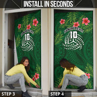 Custom Hawaii Volleyball Door Cover Kakau Abstract and Tropical Plants Green Color - Polynesian Pride
