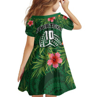 Custom Hawaii Volleyball Family Matching Off Shoulder Maxi Dress and Hawaiian Shirt Kakau Abstract and Tropical Plants Green Color - Polynesian Pride