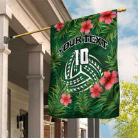 Custom Hawaii Volleyball Garden Flag Kakau Abstract and Tropical Plants Green Color - Polynesian Pride