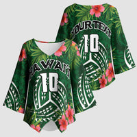 Custom Hawaii Volleyball Kimono Sleeve Blouse Kakau Abstract and Tropical Plants Green Color - Polynesian Pride