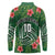 Custom Hawaii Volleyball Long Sleeve Polo Shirt Kakau Abstract and Tropical Plants Green Color - Polynesian Pride