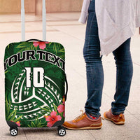 Custom Hawaii Volleyball Luggage Cover Kakau Abstract and Tropical Plants Green Color LT03 Green - Polynesian Pride