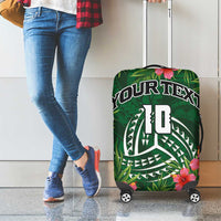 Custom Hawaii Volleyball Luggage Cover Kakau Abstract and Tropical Plants Green Color LT03 - Polynesian Pride