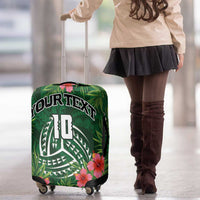 Custom Hawaii Volleyball Luggage Cover Kakau Abstract and Tropical Plants Green Color LT03 - Polynesian Pride