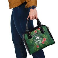 Custom Hawaii Volleyball Shoulder Handbag Kakau Abstract and Tropical Plants Green Color - Polynesian Pride