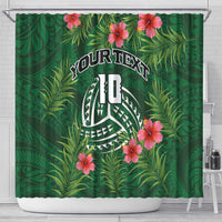 Custom Hawaii Volleyball Shower Curtain Kakau Abstract and Tropical Plants Green Color LT03 - Polynesian Pride