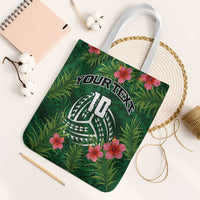 Custom Hawaii Volleyball Tote Bag Kakau Abstract and Tropical Plants Green Color - Polynesian Pride